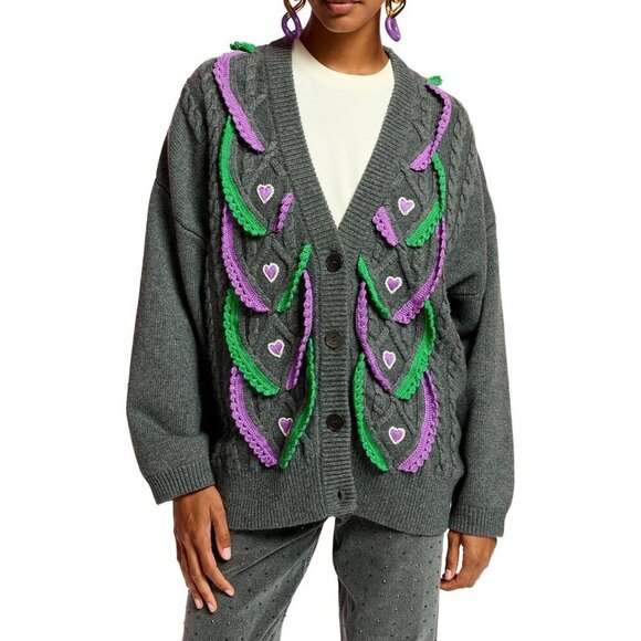 ESSENTIEL ANTWERP Elk Oversized Wool Cardigan, Size M, Gray, New with tag, - Picture 1 of 15